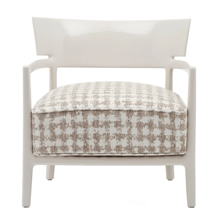 Der Kartell - Cara Sessel, Gestell elfenbein / Bezug weiss-beige