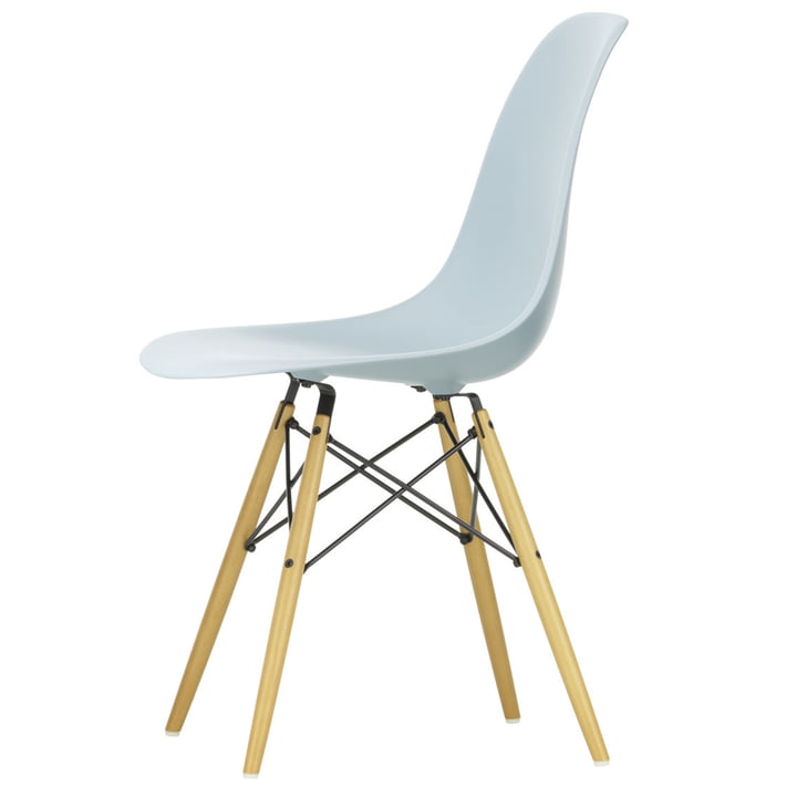 Vitra - Eames Plastic Side Chair DSW (H 43 cm), Ahorn gelblich / eisgrau, Filzgleiter weiß