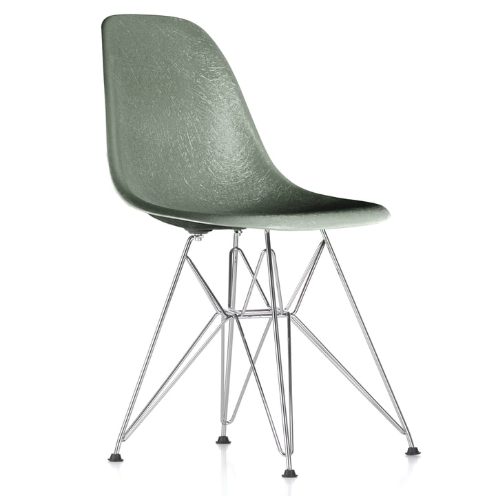 Eames Fiberglass Side Chair DSR von Vitra - verchromt / Eames sea foam green