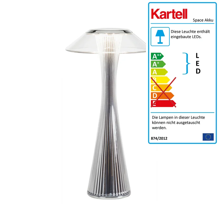 Space Akku-Leuchte (LED) von Kartell in chrom