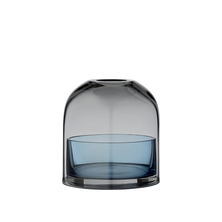 Tota Teelichthalter, Ø 9,3 x H 10,3 cm, schwarz / navy von AYTM