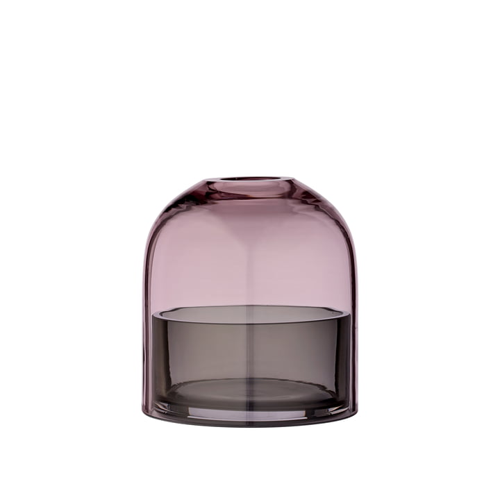 Tota Teelichthalter, Ø 9,3 x H 10,3 cm, schwarz / rose von AYTM
