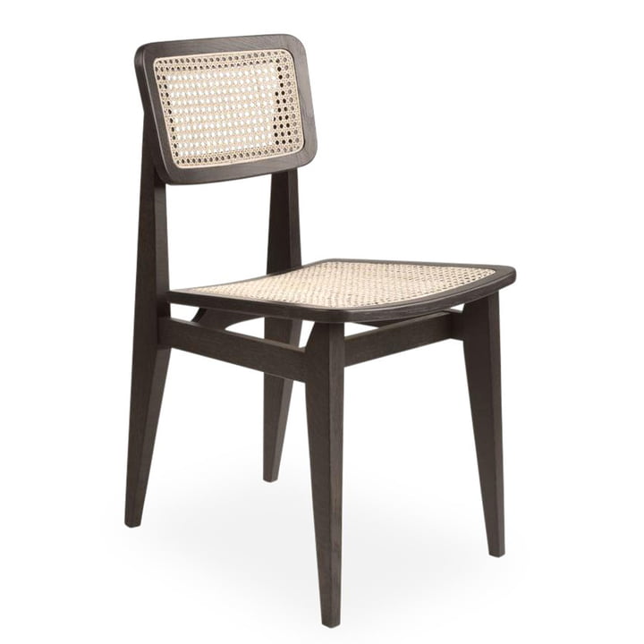 C-Chair Dining Chair in All French Cane von von Gubi in Eiche schwarz / braun gebeizt