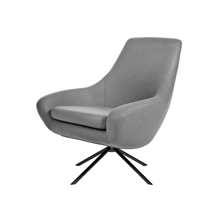 Noomi Lounge Sessel von Softline in Stahl schwarz lackiert / Filz Melange hellgrau (620)