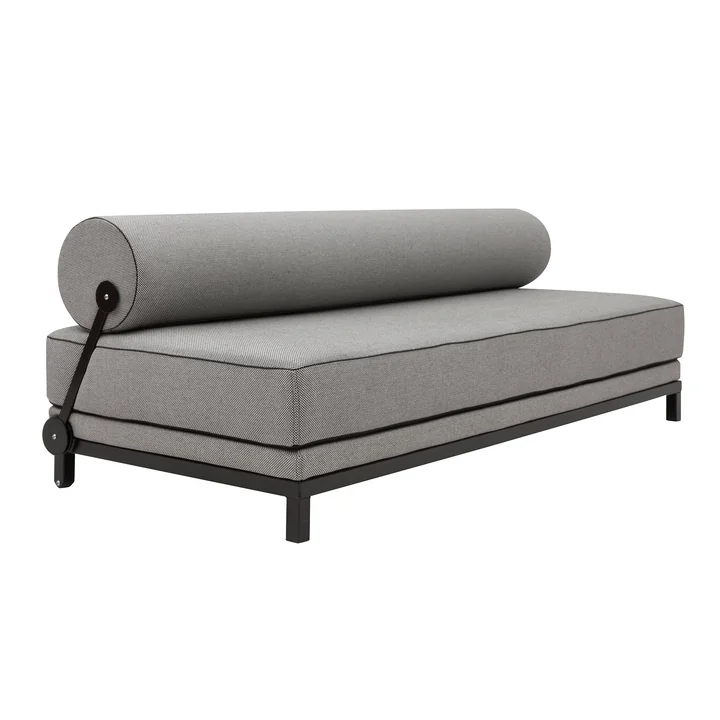 Sleep Daybed von Softline in schwarz / Keder schwarz / Bezug Cento schwarz / weiss (470)
