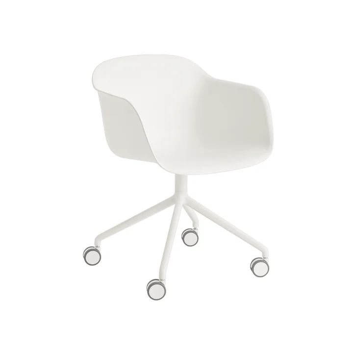 Fiber Armchair Swivel mit Rollen in weiss von Muuto