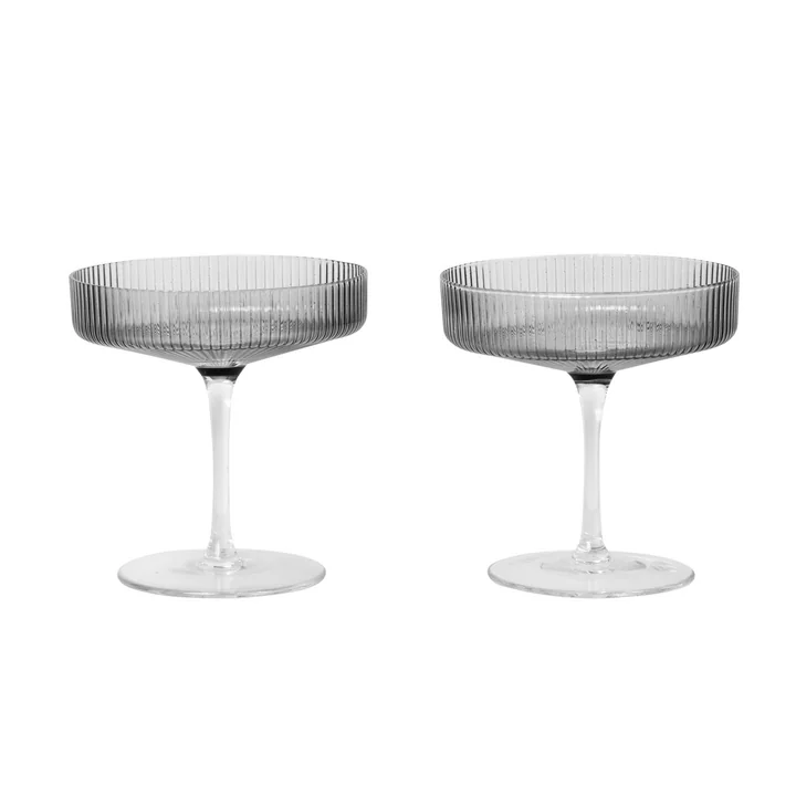 Ripple Champagnerglas (2er-Set), smoked grey von Ferm Living