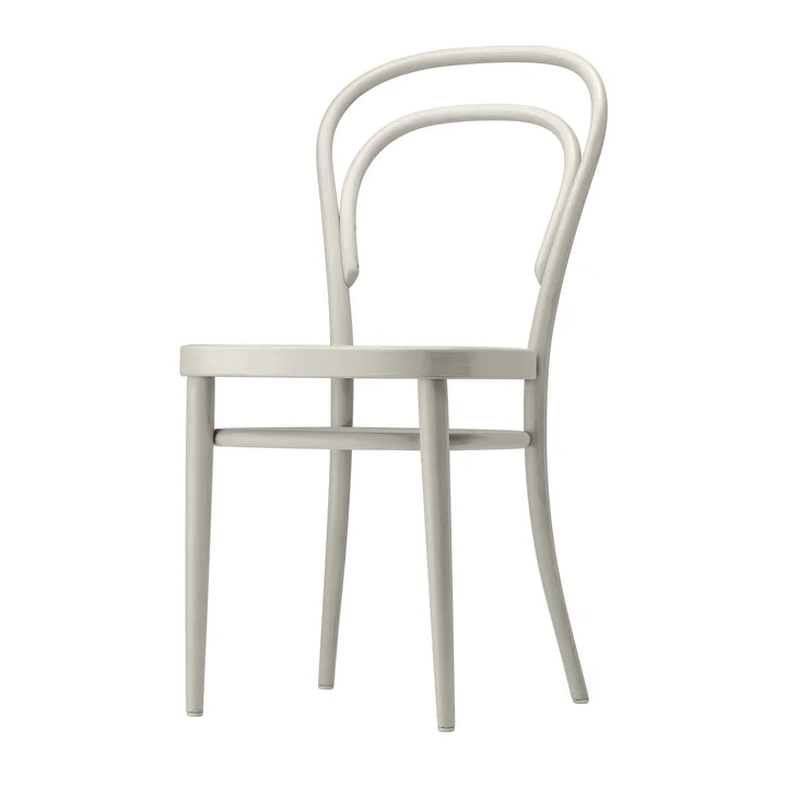 214 M Bugholzstuhl von Thonet mit Muldensitz Formsperrholz / Buche weiss lasiert (TP 200)