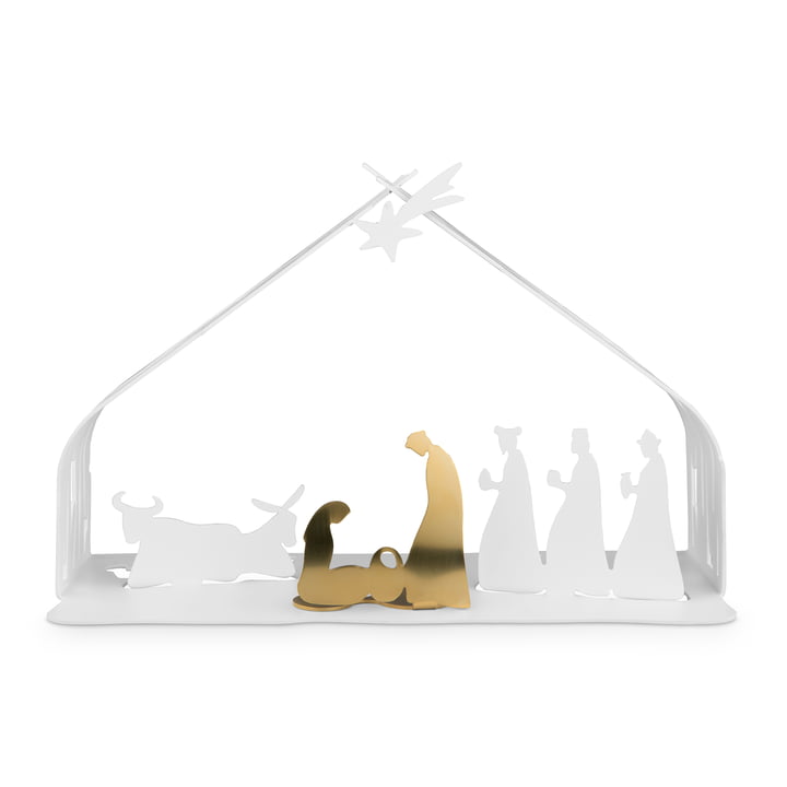 Bark Krippe von Alessi in Stahl weiss / gold
