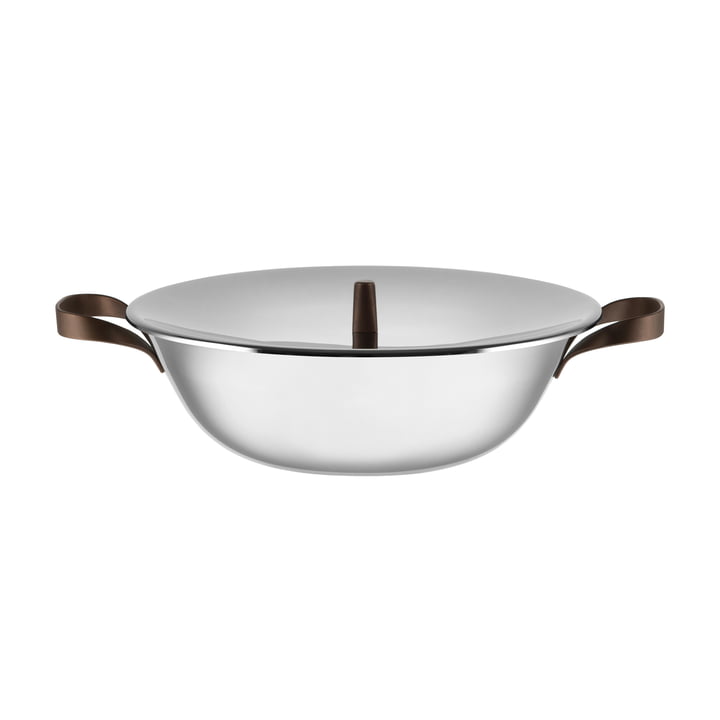 Edo Wok mit Deckel von Alessi aus Edelstahl