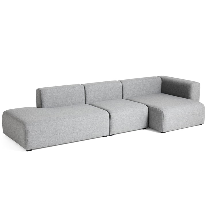 Mags Sofa 3-Sitzer Kombination 4 mit Armlehne rechts von Hay in grau (Hallingdal 130)