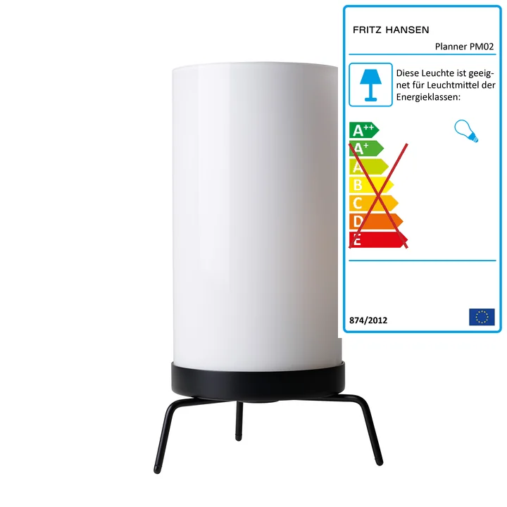 Planner PM02 Tischleuchte von Fritz Hansen in opal / schwarz