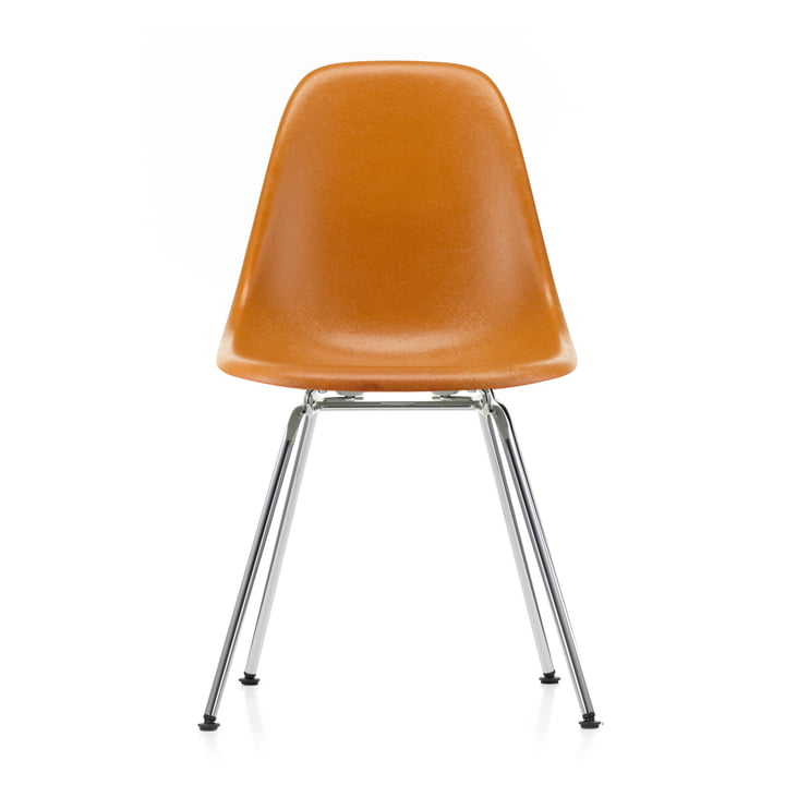 Eames Fiberglass Side Chair DSX von Vitra in verchromt / Eames ochre dark