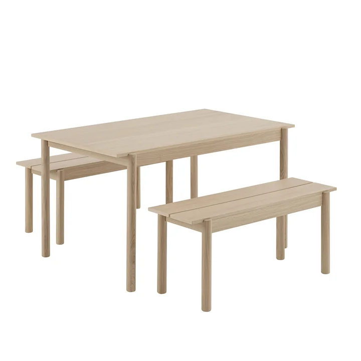 Linear Wood Esstisch und Bank von Muuto