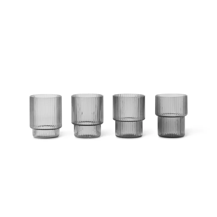 Ripple Trinkglas small, smoked grey (4er-Set) von Ferm Living