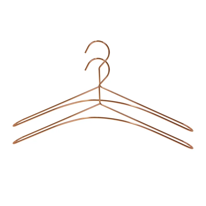 Zwei Kleiderbügel in Kupfer
