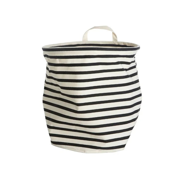 Aufbewahrungskorb Stripes Ø 30 x H 30 cm von House Doctor in schwarz / weiss