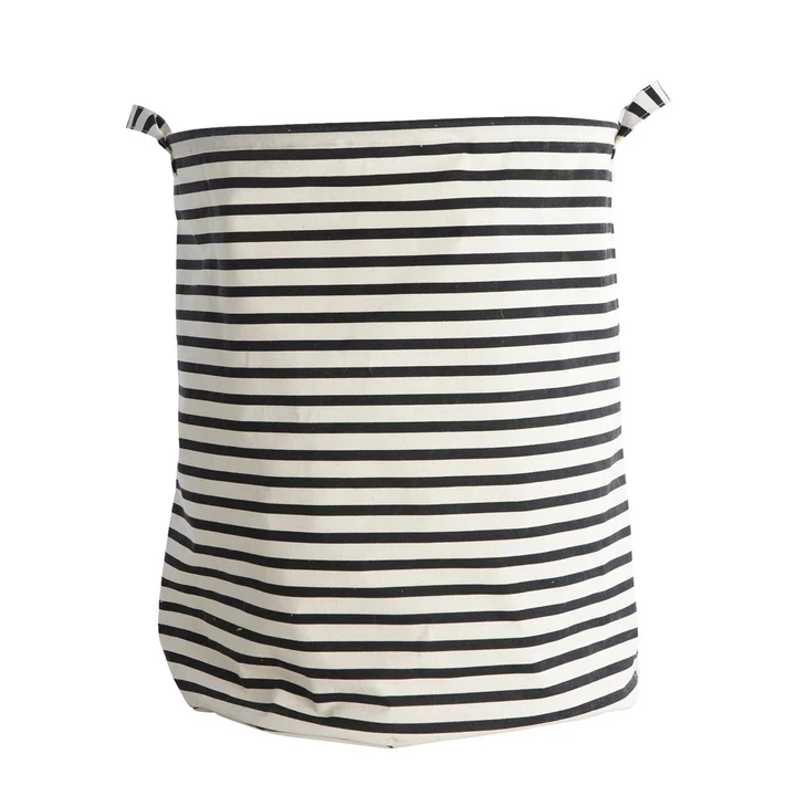 Wäschekorb Stripes Ø 40 x H 50 cm von House Doctor in schwarz / weiss