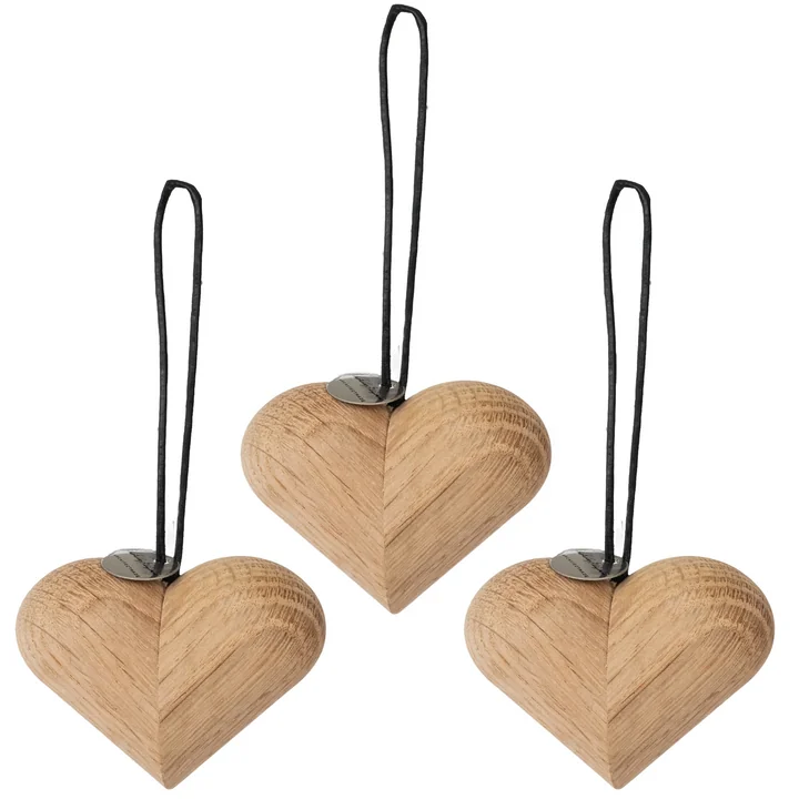 Jul Christbaumschmuck Herz von ArchitectMade in Eiche (3er-Set)