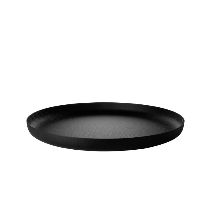 Tablett Ø 35 x H 3 cm von Alessi in schwarz mit Reliefdekor
