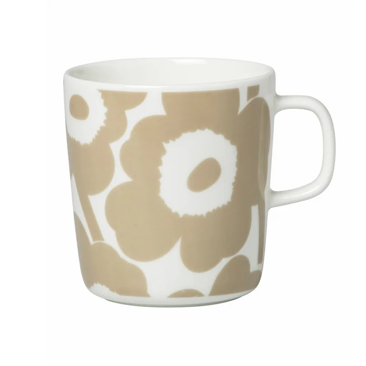 Oiva Unikko Becher mit Henkel 400 ml, weiss / beige von Marimekko 