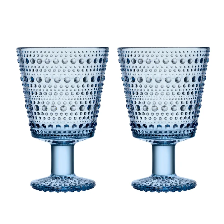 Kastehelmi Trinkglas mit Fuss 26 cl von Iittala in aqua (2er-Set)