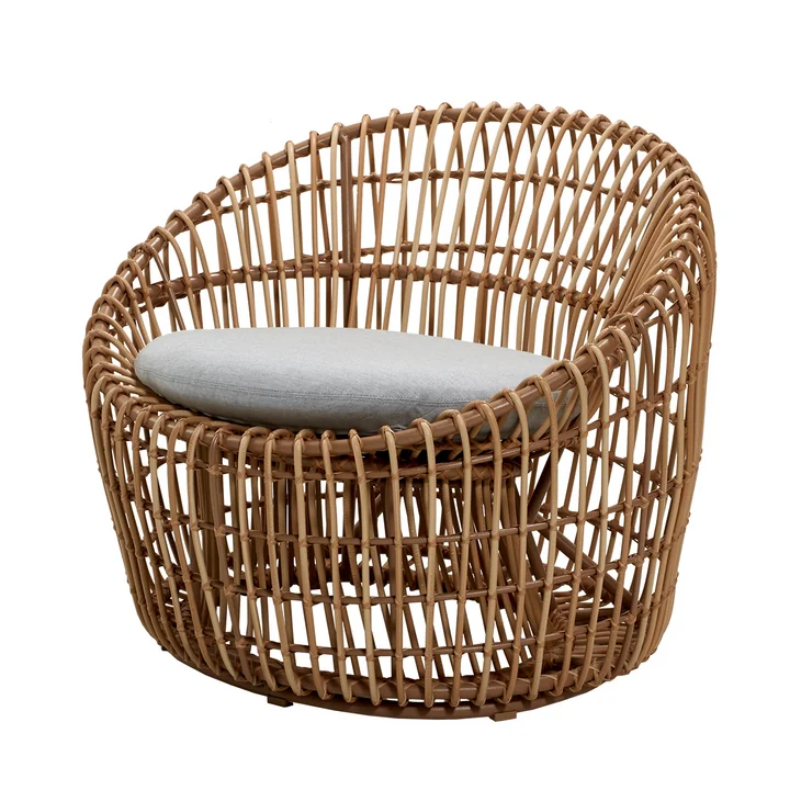 Nest Round Sessel Outdoor, natur / hellgrau von Cane-line