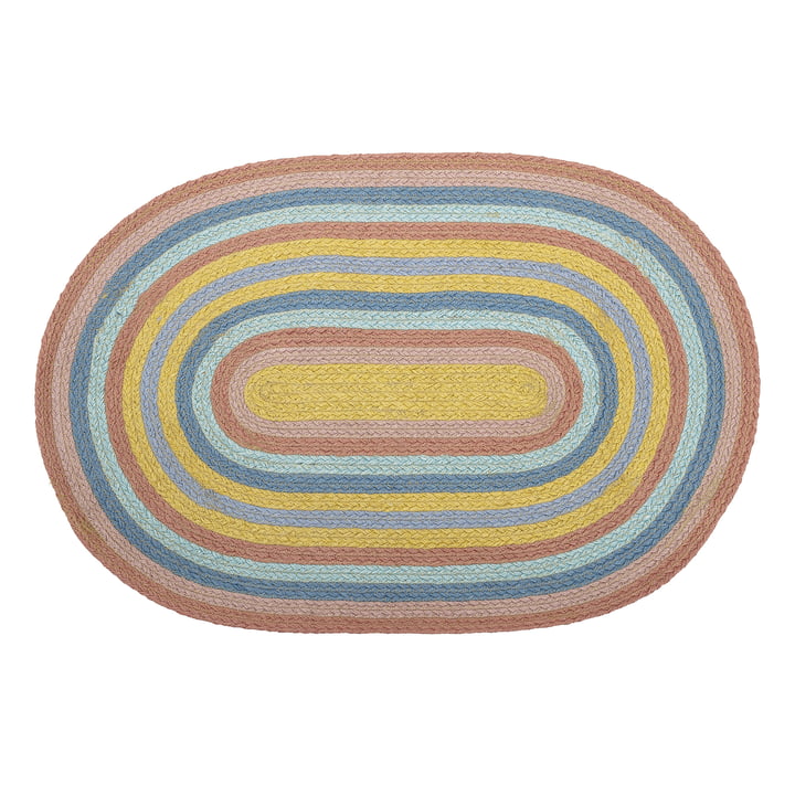 Jute Teppich Regenbogen oval 75 x 50 cm von Bloomingville in mehrfarbig