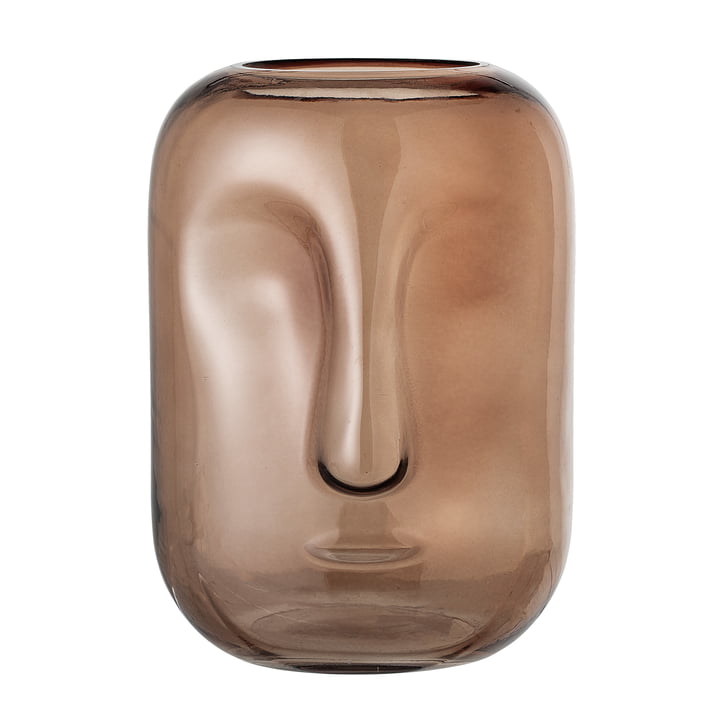 Vase mit Gesicht aus Glas von Bloomingville in braun