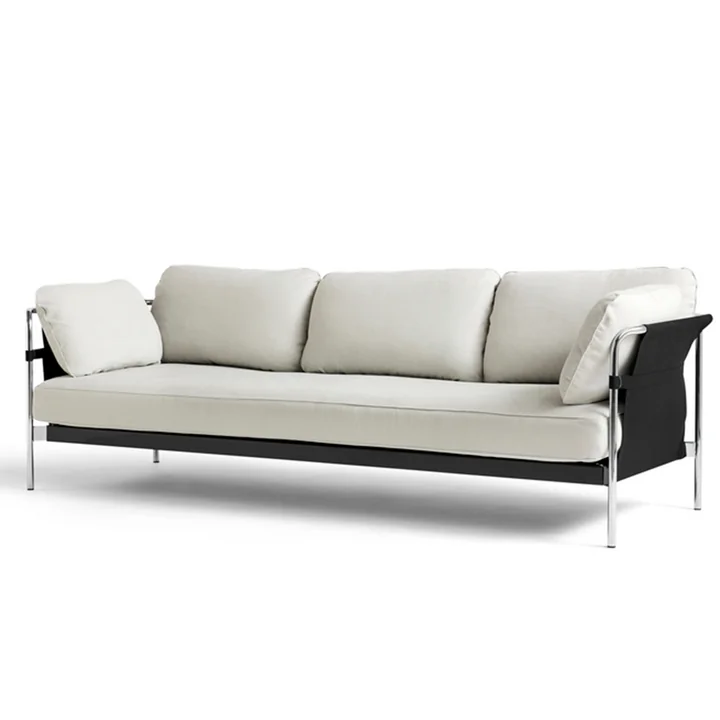 Can 2.0 Sofa 3-Sitzer von HAY in Chrom / Canvas natur / Linara 311