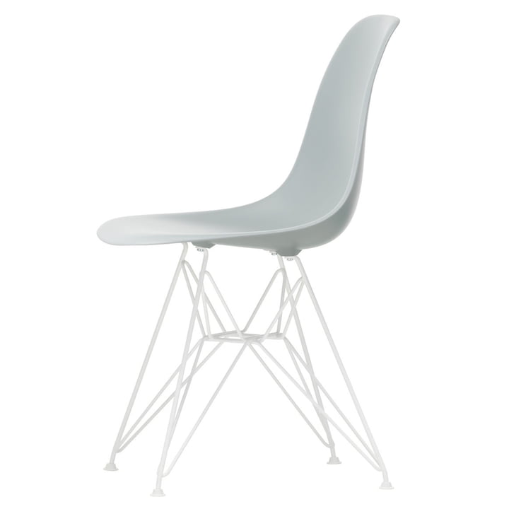 Eames Plastic Side Chair DSR von Vitra in weiss / hellgrau (Filzgleiter weiss)