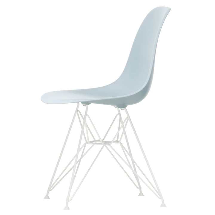 Eames Plastic Side Chair DSR von Vitra in weiss / eisgrau (Filzgleiter weiss)
