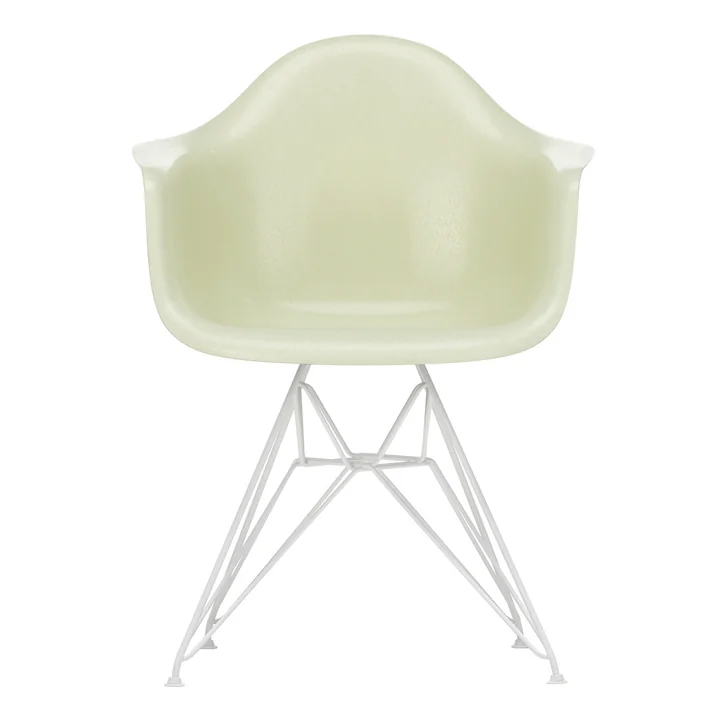 Eames Fiberglass Armchair DAR von Vitra in weiss / Eames parchment (Filzgleiter weiss)