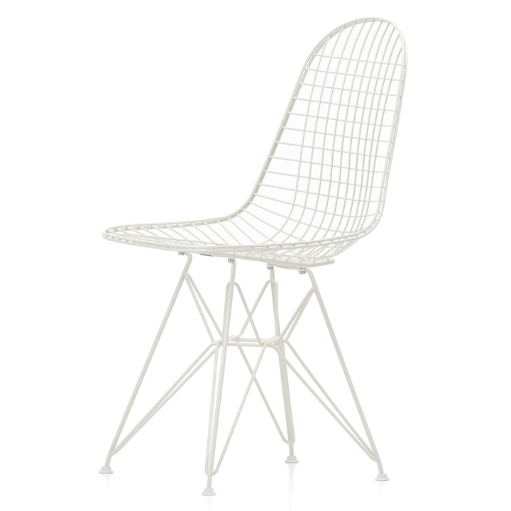 Wire Chair DKR (H 43 cm) von Vitra in weiss / ohne Bezug, Filzgleiter (weiss)