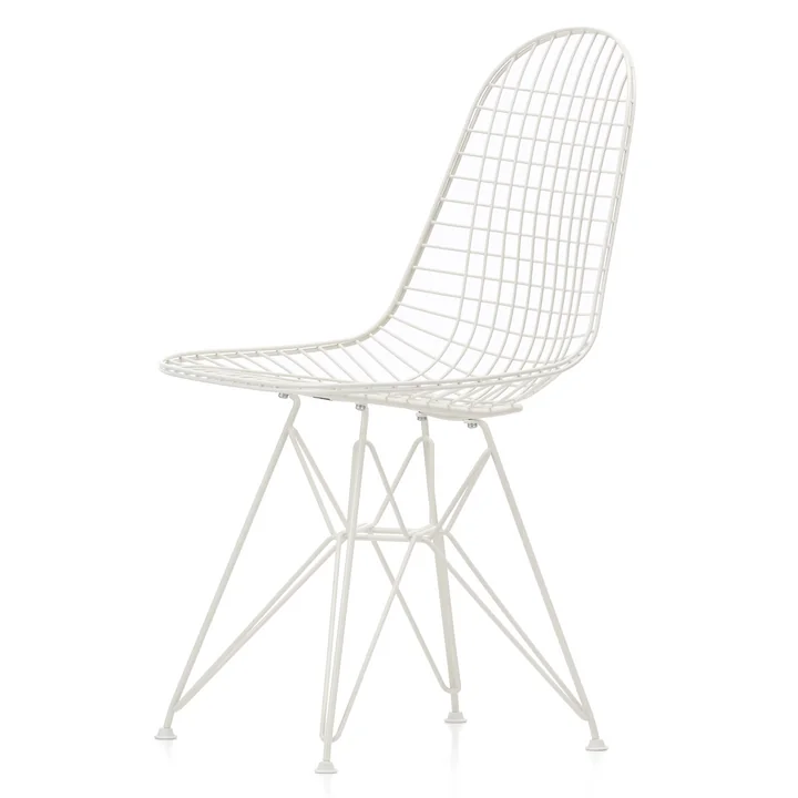 Wire Chair DKR (H 43 cm) von Vitra in weiss / ohne Bezug, Filzgleiter (weiss)