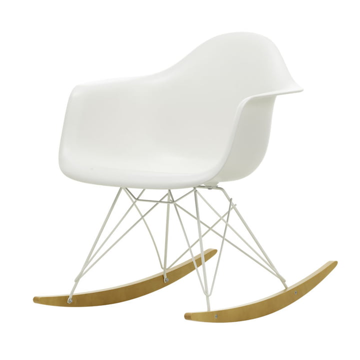 Eames Plastic Armchair RAR von Vitra in Ahorn gelblich / weiss / weiss