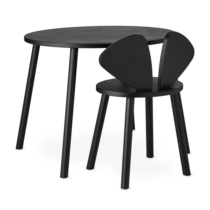 Mouse School Set (Junior - Stuhl und Tisch) von Nofred in schwarz