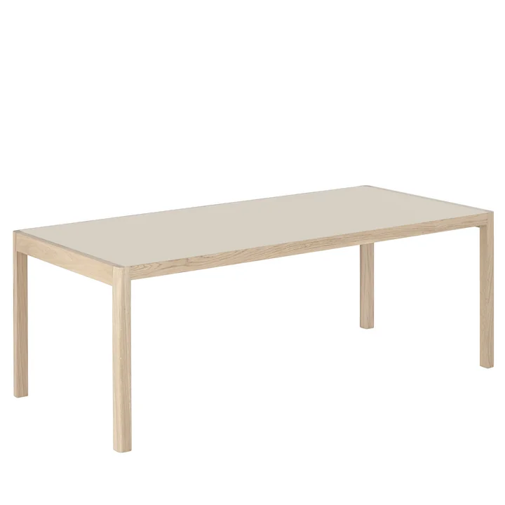 Workshop Esstisch, 200 x 92 cm, Eiche / Linoleum warm grey von Muuto