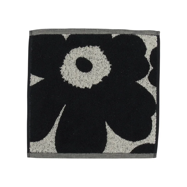 Unikko Jacquard Mini-Handtuch 30 x 30 cm von Marimekko in baumwollweiss / dunkelblau