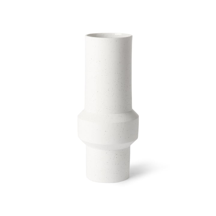 HKliving - Vase round M, Ø 13 x 32 H cm, weiss gesprenkelt