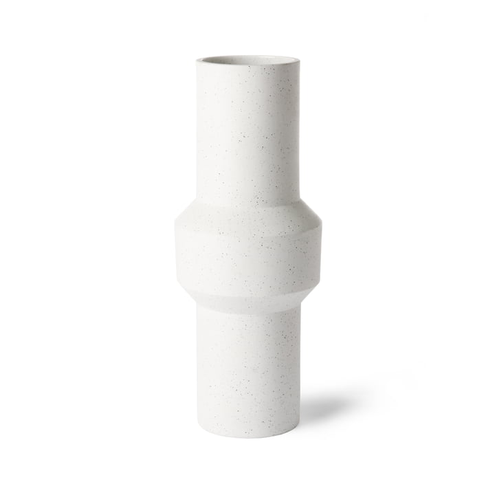 HKliving - Vase straight L, Ø 16 x 39,5 H cm, weiss gesprenkelt