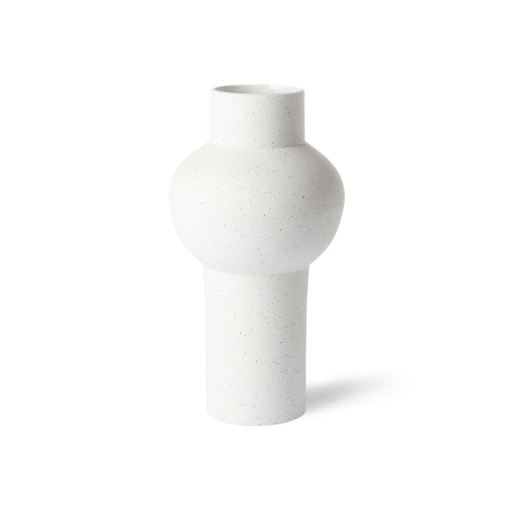 HKliving - Vase straight M, Ø 15 x 30,5 H cm, weiss gesprenkelt