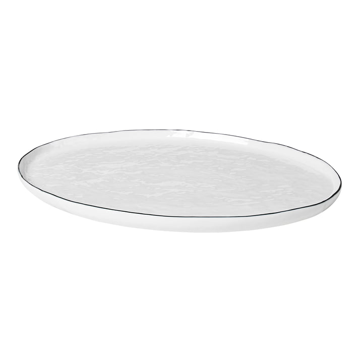 Salt Servierplatte oval, 38,5 x 26,5 cm, weiss / schwarz von Broste Copenhagen 