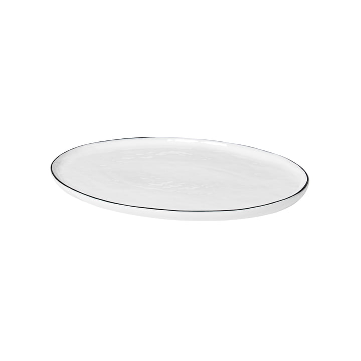 Salt Servierplatte oval, 30 x 20 cm, weiss / schwarz von Broste Copenhagen 