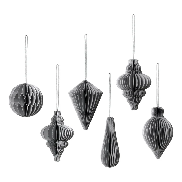 Christmas Mix Deko-Anhänger, Ø 5 x H 7 cm, silber (6er-Set) von Broste Copenhagen 