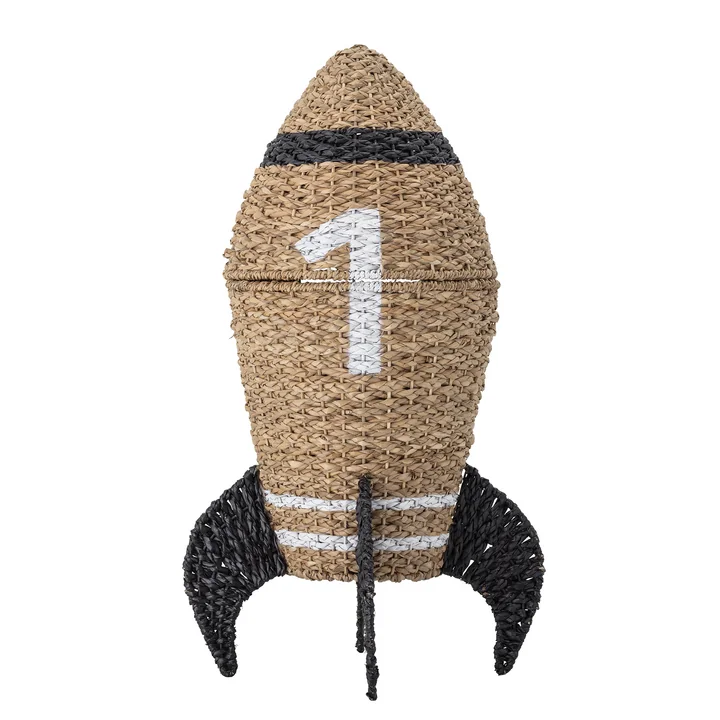 Cosmina Seegras Korb mit Deckel, Ø 40 x H 68,5 cm, schwarz von Bloomingville