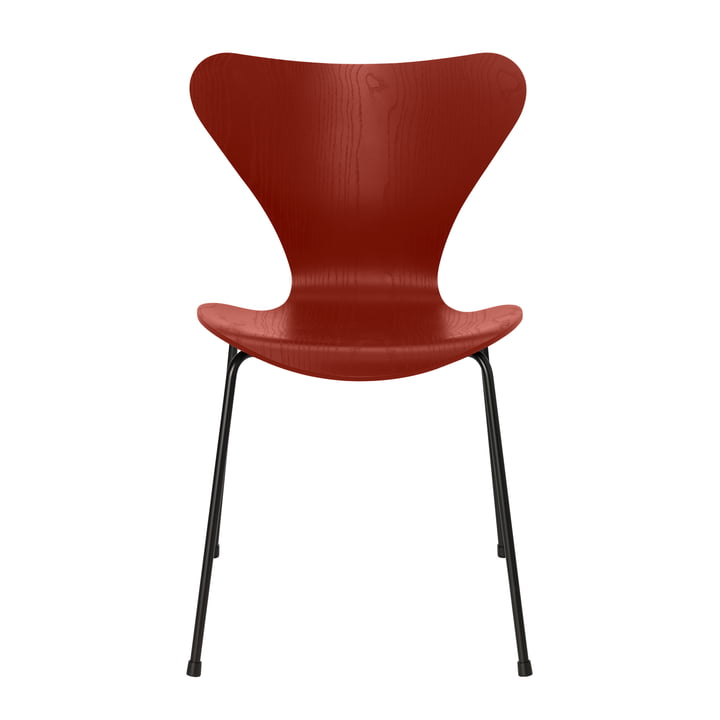 Serie 7 Stuhl von Fritz Hansen in Esche venetian red gefärbt / Gestell schwarz