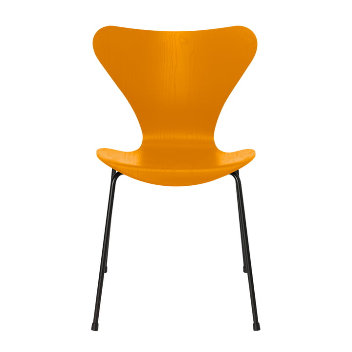 Serie 7 Stuhl von Fritz Hansen in Esche burnt yellow gefärbt / Gestell schwarz