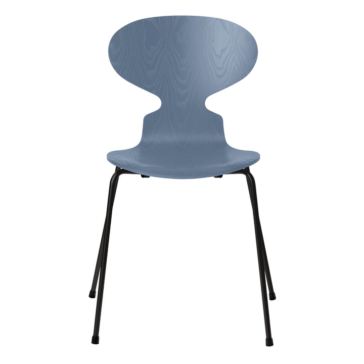 Ameise Stuhl von Fritz Hansen in Esche dusk blue gefärbt / Gestell schwarz