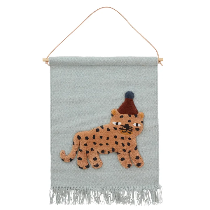 Der Leopard Wandteppich, dusty blue von OYOY
